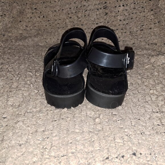 Y2K Vintage JUJU Jelly Shoe-Ankle Strap-Black Jelly-Chunky Heel-Sz 7UK/8US-NM - Picture 6 of 8